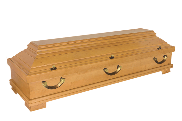 Sarg zur Erdbestattung auf dem Friedhof in Frankfurt Eckenheim